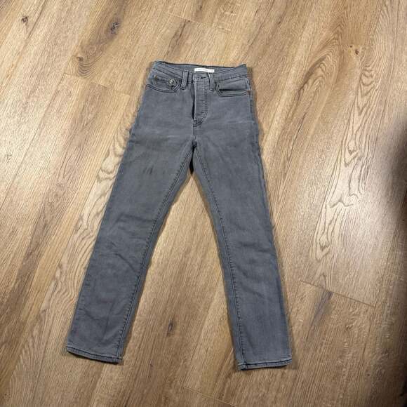 Levi’s Wedgie Straight Jeans Grey High Rise W24 L28 Vintage Fit Denim - Picture 2 of 8
